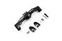 Yeah Racing black aluminium rear axle housing for 1/10 Axial SCX10 with included mounting plates and hardware.
