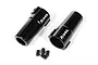 Two black anodized aluminium Axial AR60 OCP straight axle hub carriers with small grub screws on a white background.