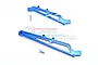 Two blue anodized aluminium chassis braces for RC cars, shown with two mounting screws against a white background with a GPM Racing logo watermark.