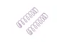 Two light purple coil springs for RC car suspension, positioned diagonally on a white background.