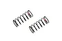 Two black RC shock springs with a small red identification mark on each, isolated on a white background.