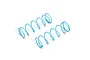 Two light blue Kyosho RC shock springs lying on a white background.