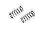 Two black Kyosho RC shock springs with a small yellow paint mark on the top coil, isolated on a white background.