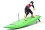 Kyosho 1/5 scale Surfer 4 RC boat in Catch Surf green with a surfer figure wearing a pink and black wetsuit.