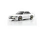 A studio shot of a white Kyosho Mini-Z Nissan Silvia K's S13 RC drift car with gold mesh wheels against a plain white background.