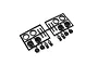 Two black plastic parts trees containing shock end components for a Kyosho RC car, isolated on a white background.