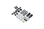 Kyosho 1/8 Inferno GT shock absorber spare parts kit including springs, shock bodies, shafts, and plastic components on a white background.