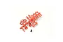 A red plastic parts tree for Kyosho Optima shock absorbers, including various small suspension components and two small black screws.