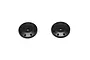 Two black Kyosho RC shock pistons with eight holes each, shown against a white background.