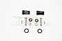 GPM Racing black aluminium 23mm wheel hex adapters for RC cars with included hardware pins, washers, and O-rings.