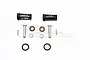 GPM Racing black aluminium 27mm wheel hex adapters for SCX10 II with included hardware, pins, and O-rings on a white background.