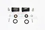 Two black aluminium 23mm wheel hex adapters for SCX10 II with included screws, washers, pins, and O-rings on a white background.