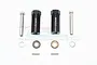 GPM Racing black aluminium 31mm wheel hex adapters with included hardware pins and washers on a white background.