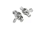 A pair of silver aluminium RC steering hubs for Losi vehicles, shown from a top-down angle against a white background.