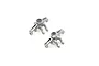 A pair of gunmetal grey aluminium steering hubs for an RC car, shown from a high angle on a white background.