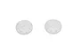 Two white circular RC shock pistons with multiple holes, shown against a plain white background.