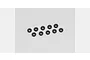 A set of ten small black rubber O-rings arranged on a plain white background.