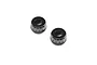 Two black aluminium lower shock caps for Losi RC vehicles, shown from a top-down angle on a white background.