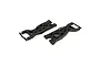 Two black plastic front suspension arms for an RC car, shown from an angled perspective on a white background.