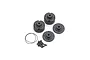 Kyosho differential case set including four black plastic housing parts, O-rings, and small screws on a white background.