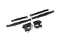 A set of black plastic RC link arms and suspension mounts from Kyosho, arranged on a white background.