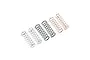 A set of six RC shock springs in three different colours, arranged in pairs on a white background.
