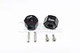 Two black aluminium 12mm wheel hex adapters with 9mm extension, including two pins and two screws, set against a white background.