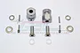GPM Racing grey aluminium 12mm wheel hex adapters with extension hardware, including pins, nuts, and washers on a white background.