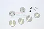 GPM Racing silver aluminium 12mm to 17mm wheel hex adapter set with mounting hardware on a white background.