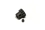 A Kyosho 12-tooth steel pinion gear with a set screw on a white background.