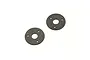 Two circular dark grey slipper clutch pads with a central hole and three smaller mounting holes, isolated on a white background.