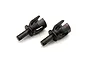 Two dark grey metal differential outdrive cups for Kyosho RC cars, shown against a white background.