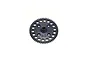 A Kyosho 52T 1Mod lightweight spur gear for RC cars, featuring a dark metallic finish and weight-reduction holes, isolated on a white background.