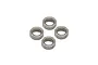 Four small metal shielded ball bearings arranged in a diamond pattern against a white background.