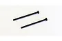 Two Kyosho 52.5mm black metal suspension shafts with threaded ends and flat heads, isolated on a white background.