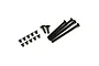 A set of 16 black metal M3 screws of varying lengths arranged on a white background.