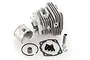 Rovan 71cc 2-stroke top end rebuild kit including cylinder, piston, wrist pin, needle bearing, piston ring, gasket, and four bolts on a white background.