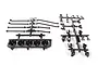 Axial RC light bar parts on plastic sprues including five light buckets and various mounting brackets.