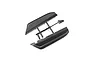 A pair of black plastic chassis side guards for a Kyosho 1/8 scale RC car, still attached to their plastic parts tree.