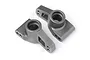Two grey metal rear hub carriers for an RC car, shown from an overhead angle on a white background.
