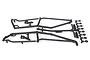Axial RC roll cage side panels and associated plastic parts on a sprue, shown against a white background.