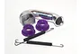 HPI Racing rear exhaust header set including a chrome exhaust pipe, two purple silicone gaskets, and two black metal tension springs.
