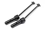 Two black metal universal CVD drive shafts for an RC car, shown against a white background.