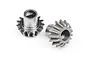 Two metallic RC differential pinion gears shown from different angles against a white background.