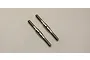 Two silver-coloured metal RC turnbuckles with threaded ends and a central adjustment hole, laid side-by-side on a plain light background.