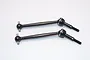 Two black hardened steel CVD driveshafts for RC vehicles, shown against a plain white background.