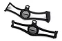 Two black plastic Traxxas sound output module mounts for RC vehicles, shown from different angles on a white background.