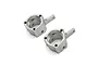 Two silver aluminium steering arm hubs for Kyosho RC cars, shown from a high angle against a white background.