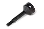 A single black steel RC rear wheel axle for Traxxas vehicles, featuring a threaded end and a cup-shaped joint housing.
