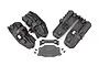 A set of black plastic Traxxas TRX-4 narrow inner fenders, including mounting brackets and screws, isolated on a white background.